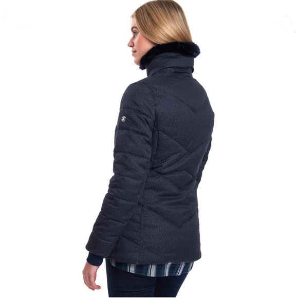 Navy Scuttle Quilted Jacket Ski Coat 